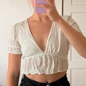 Forever 21 white floral crop top